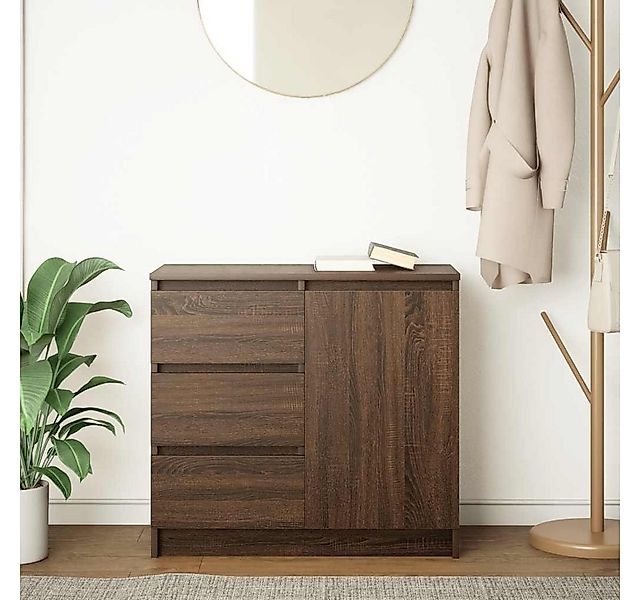 vidaXL Sideboard Sideboard mit Schublade Braun Eichen-Optik 71x35x65 cm (1 günstig online kaufen