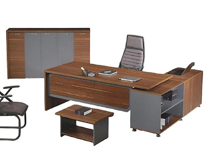 Xlmoebel Sofa Büro-Eckschreibtisch-Set aus Holz in Braun - 3-teiliges, 3 Te günstig online kaufen