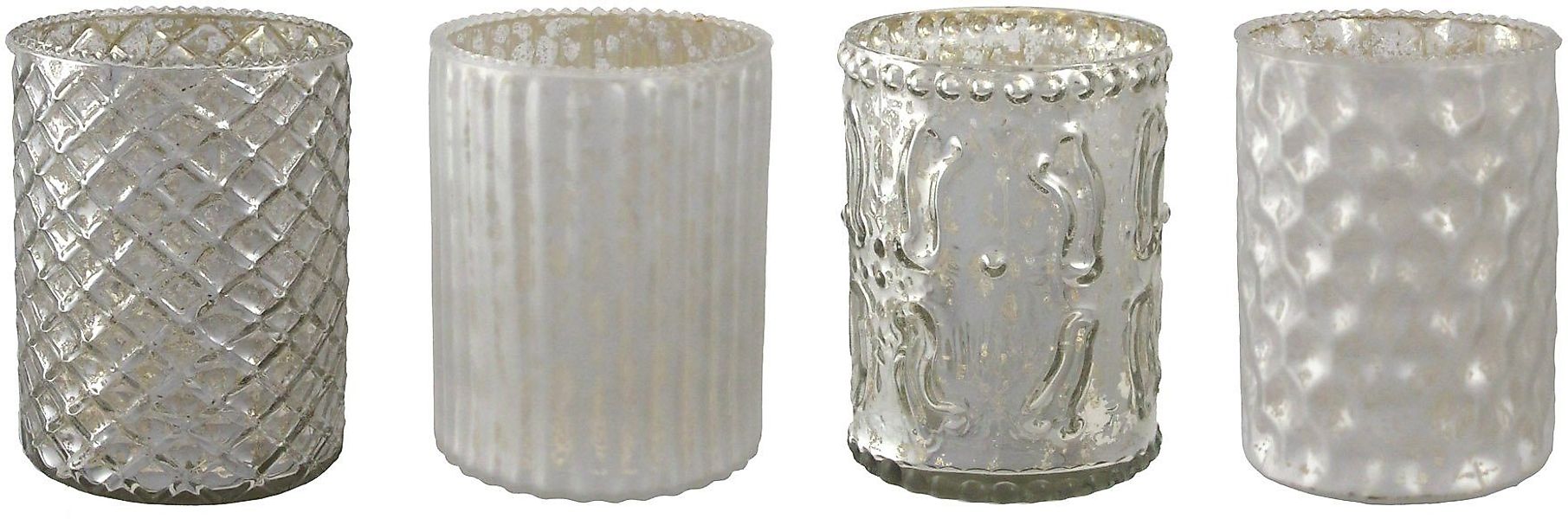 Creativ deco Windlicht mit unterschiedlich strukturierten Oberflächen, 4er günstig online kaufen