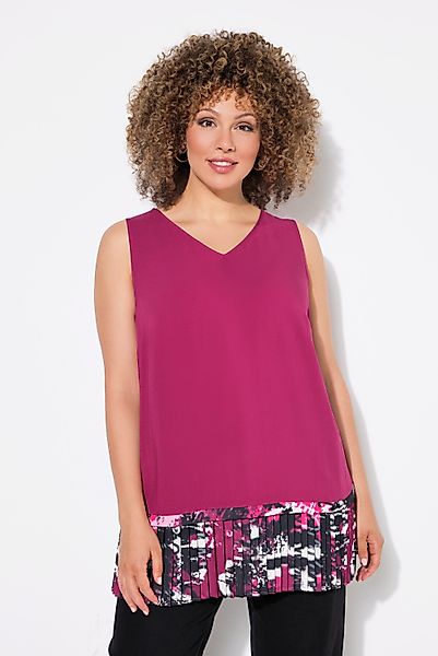 Ulla Popken Spitzenbluse Blusentop Plissee-Saum A-Linie günstig online kaufen