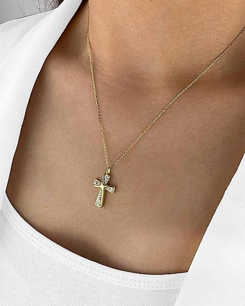 DANIEL CLIFFORD Kreuzkette 'Irene' Damen Halskette Silber 925 vergoldet Kre günstig online kaufen