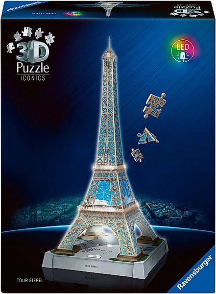 Ravensburger 3D-Puzzle Iconics: Eiffelturm - mit Licht, 216 Puzzleteile, Ma günstig online kaufen