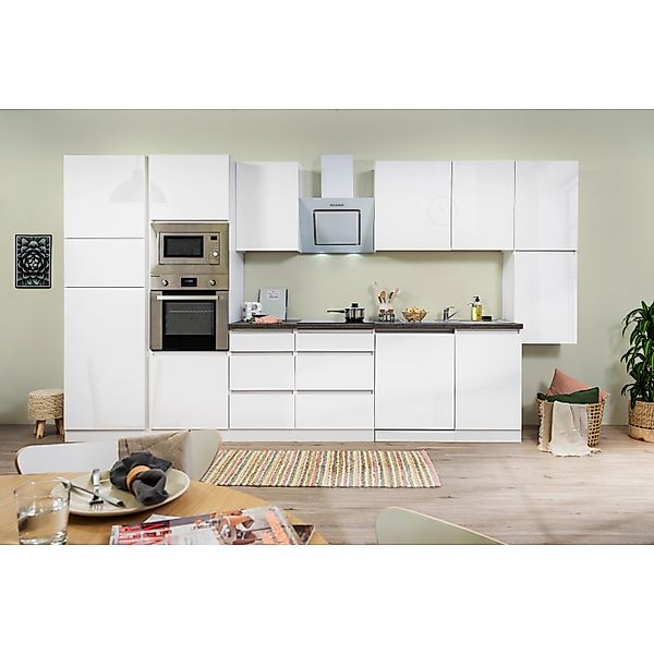 Respekta Premium Küchenzeile GLRP395HWWGKE 395 cm Weiß Hochglanz günstig online kaufen
