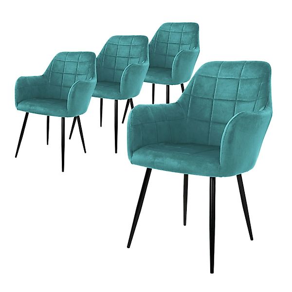 ML-Design 4Er Set Esszimmerstühle mit Rücken und Armlehnen Türkis günstig online kaufen