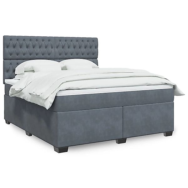 vidaXL Boxspringbett mit Matratze Dunkelgrau 180x200 cm Samt 3293285 günstig online kaufen