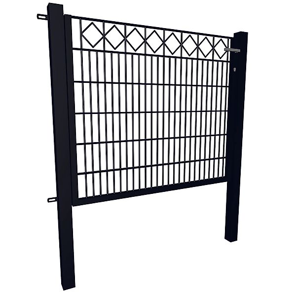 Gartentor Dekor 1-Flügelig Karo 80 cm x 120 cm Anthrazit günstig online kaufen