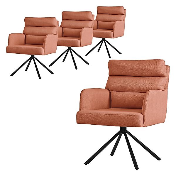 ML-Design Esszimmerstühle Drehbar 4Er Set Orange Arm Rückenlehne Auto-Posit günstig online kaufen