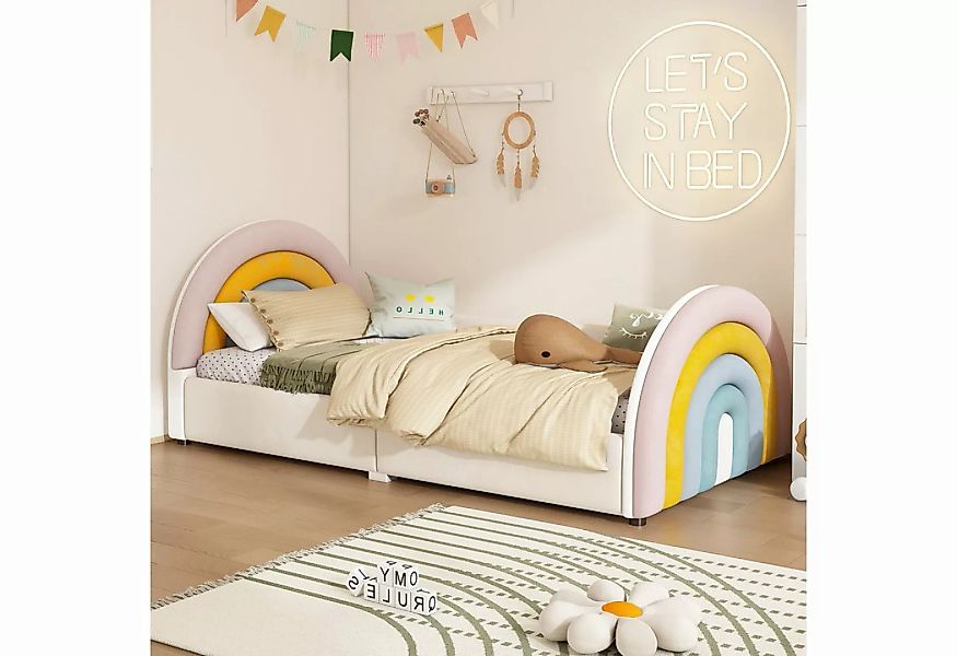 TavilaEcon Kinderbett Holz Regenbogen Polsterbett für Mädchen (mit integrie günstig online kaufen