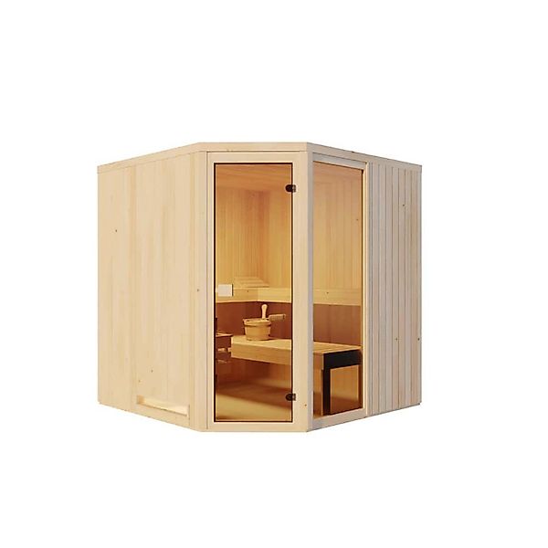 Finntherm Sauna Family Natur 194 cm x 194 cm Wandstärke 40 mm günstig online kaufen