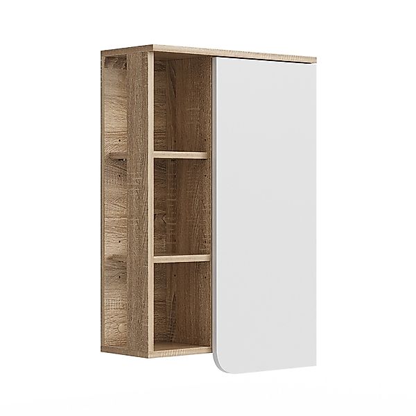 Vicco Badschrank Karen Sonoma/Weiß 50 x 75 cm mit Tür und Offenen Fächern günstig online kaufen