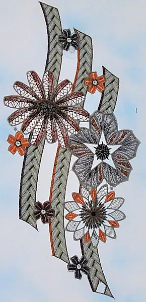 Stickereien Plauen Fensterbild »große Blüten« günstig online kaufen