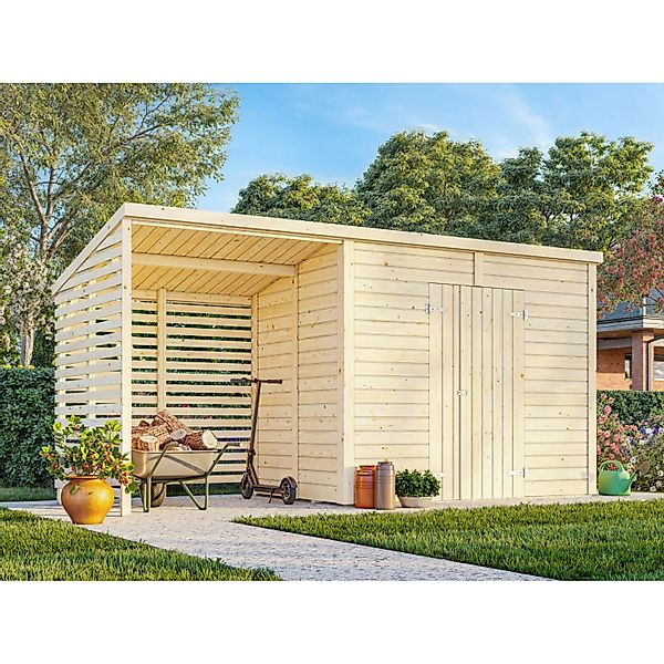 Palmako Gerätehaus Leif Grau Tauchgrundiert 460 cm x 170 cm günstig online kaufen