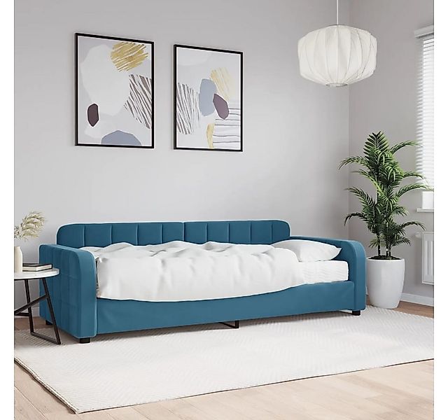 vidaXL Bett, Tagesbett mit Matratze Blau 80x200 cm Samt günstig online kaufen