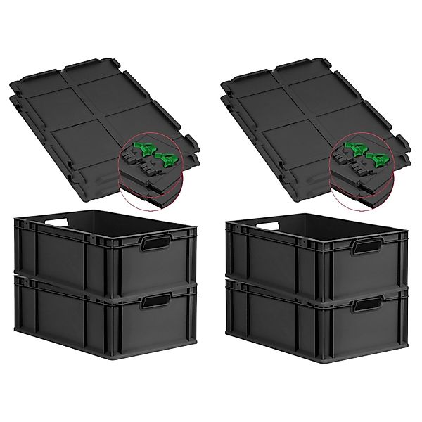 PROREGAL SuperSparSet 4x Eurobox Nextgen Grip Mit Scharnierdeckel Und Grüne günstig online kaufen