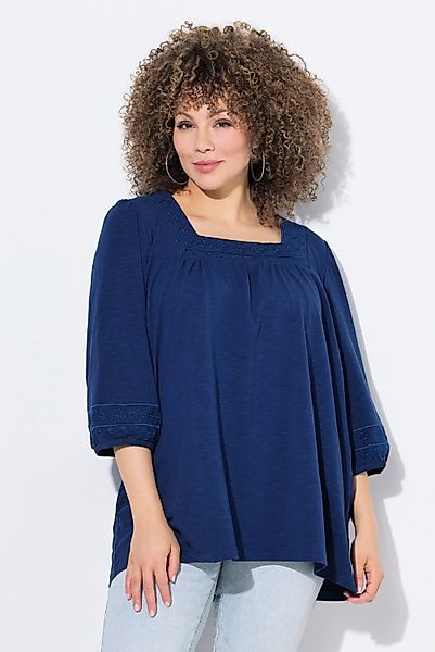 Ulla Popken T-Shirt T-Shirt Stickerei Carré-Ausschnitt günstig online kaufen