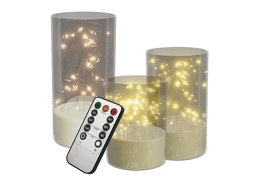FIVMEN LED-Kerze 3 Stück LED Kerzen Flackernde mit Eingelassener Lichterket günstig online kaufen