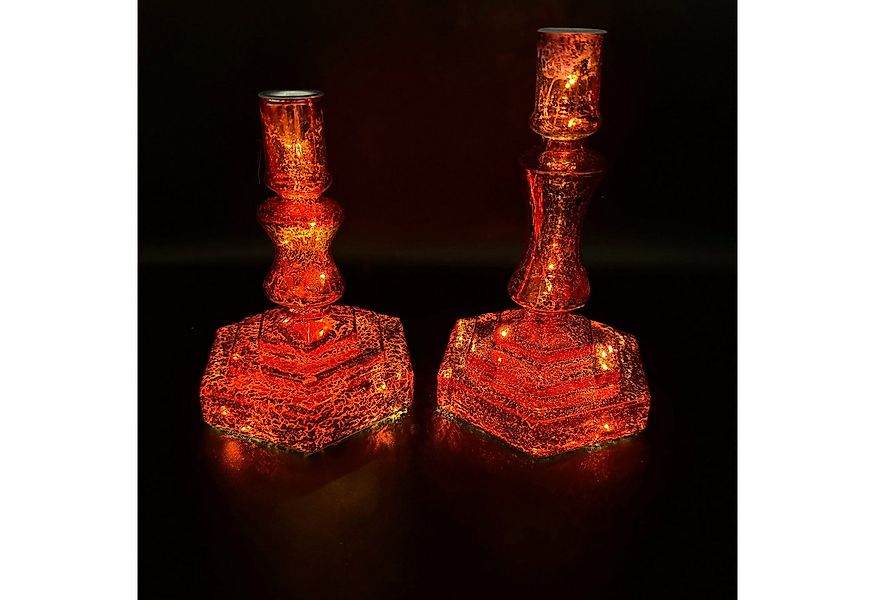 Online-Fuchs Kerzenständer aus Glas für Stabkerzen - 2er Set mit LED-Beleuc günstig online kaufen