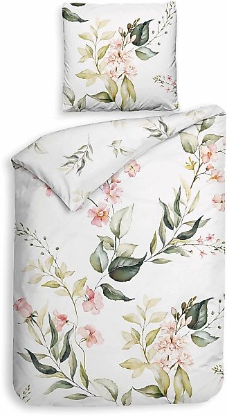 Heckett & Lane Bettwäsche "Alloro" 2 Stk. tlg. Blumen Muster, 100% Baumwoll günstig online kaufen