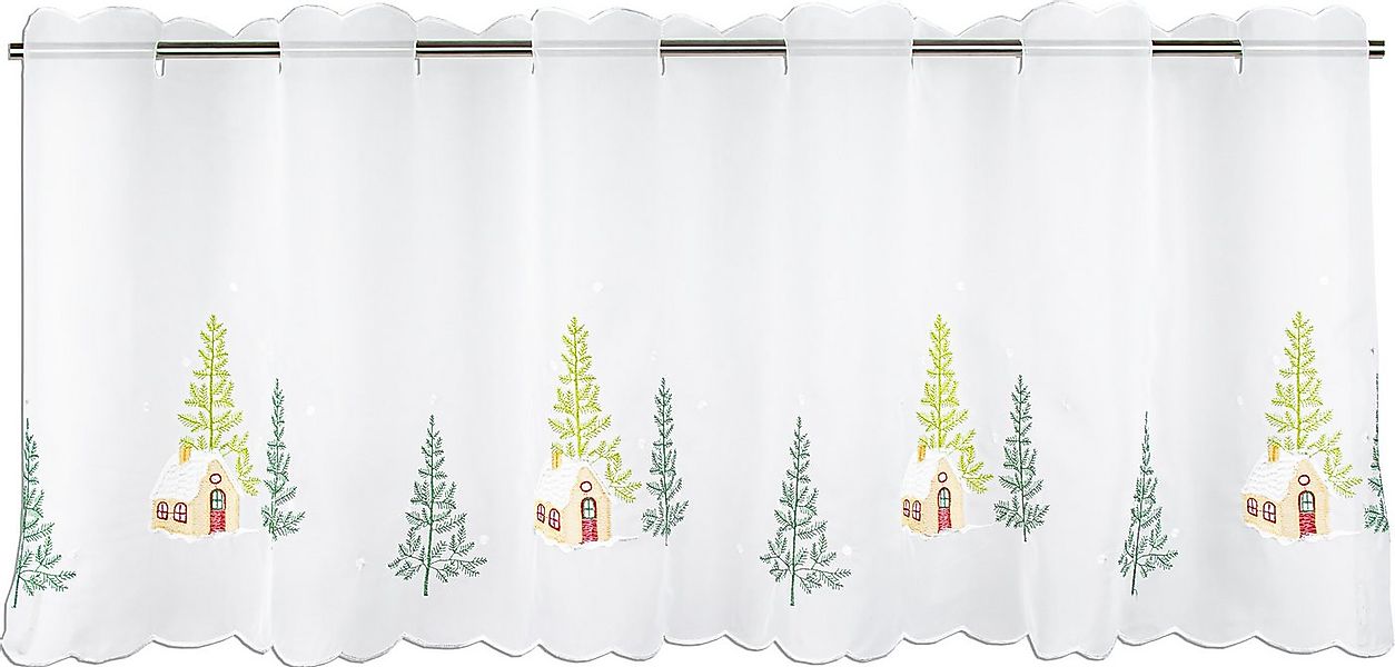 Clever-Kauf-24 Scheibengardine Scheibengardine, bestickt, Winterlandschaft, günstig online kaufen