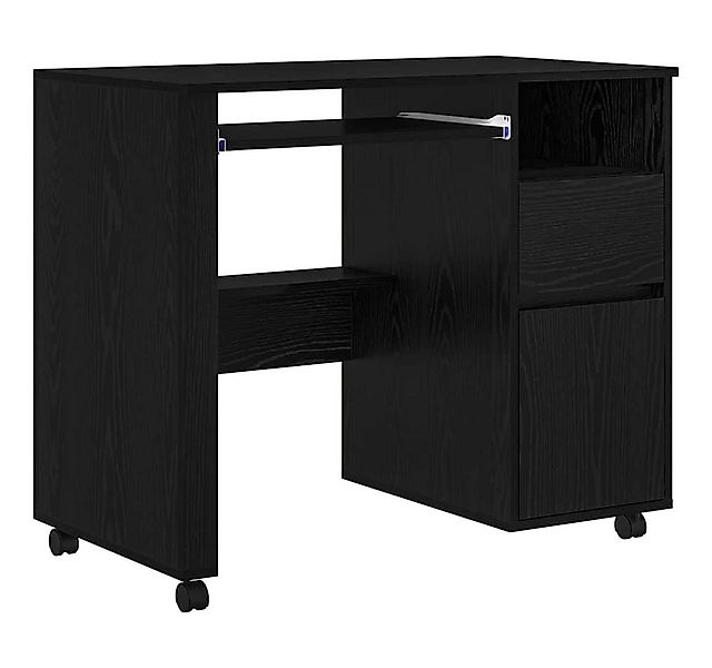 vidaXL Schreibtisch Tisch mit Rädern mit Regal Schwarz Eichen-Optik 91 x 50 günstig online kaufen