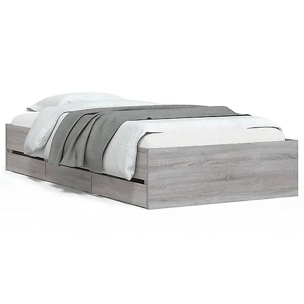 vidaXL Bettgestell mit Schubladen Grau Sonoma 90x200 cm Holzwerkstoff 32072 günstig online kaufen