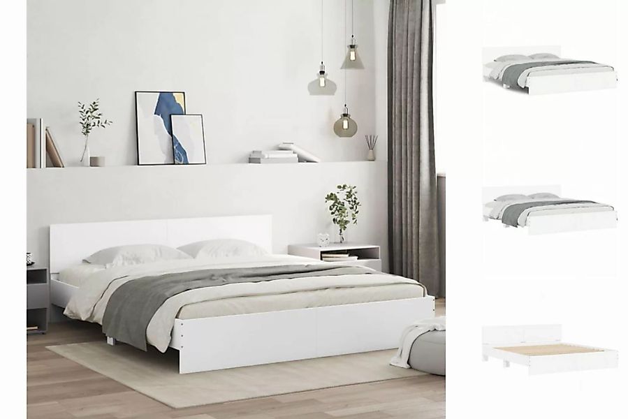 vidaXL Bettgestell Bettgestell mit Kopfteil Weiß 160x200 cm Bett Bettgestel günstig online kaufen