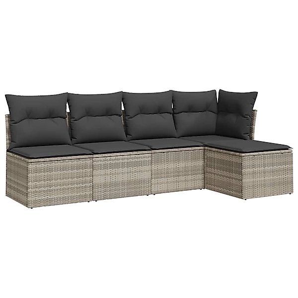 vidaXL 5-Tlg Garten-Sofagarnitur mit Kissen Hellgrau Poly Rattan 3217522 günstig online kaufen