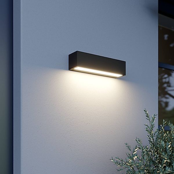 Lucande LED-Außenwandlampe Lengo, 25 cm, grafit, down, 3000K günstig online kaufen