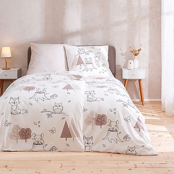 MTOnlinehandel Bettwäsche Waldtiere Eule Rehkitz Maus günstig online kaufen