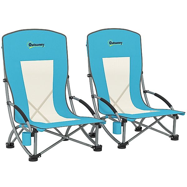Outsunny Campingstuhl Oxfordstoff Metall Blau 70L x 58B x 79H cm günstig online kaufen