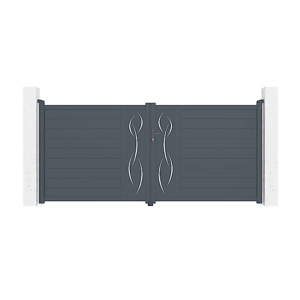 Casanoov Doppelflügeltor Aus Aluminium 3 5M Life H 160Cm Grau günstig online kaufen