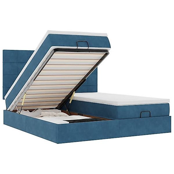 vidaXL Bett Ottoman-Bett mit Matratzen & LED Dunkelblau 200x200 cm Samt günstig online kaufen