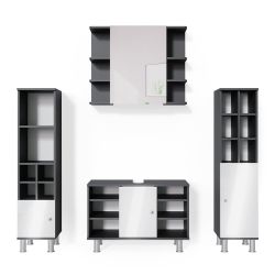 Vicco Badmöbel-Set Fynn, Anthrazit/Weiß, 4 Teile, günstig online kaufen