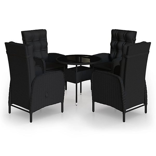 vidaXL 5-tlg Garten-Bistro-Set Poly Rattan Schwarz Modell 1 günstig online kaufen