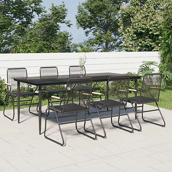 Vidaxl 7-tlg. Garten-essgruppe Schwarz Pvc-rattan günstig online kaufen