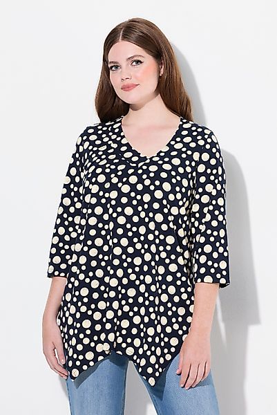 Ulla Popken Longshirt Shirt Zipfelsaum V-Ausschnitt günstig online kaufen