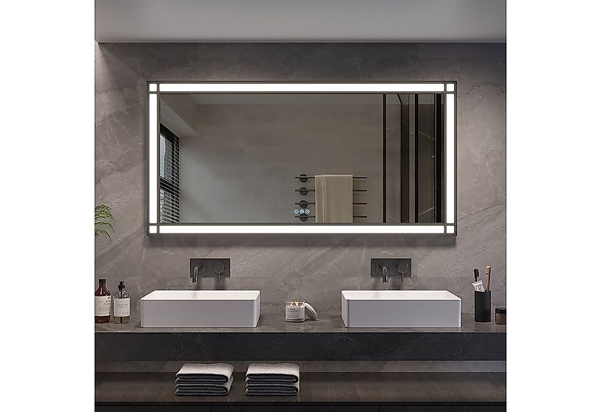 AQUALAVOS Badspiegel LED Spiegel 140x70 cm Touch Badezimmerspiegel Beschlag günstig online kaufen