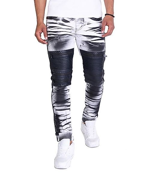 KINGZ Slim-fit-Jeans Extravagante KINGZ Designer Biker Weiß W31/L34 günstig online kaufen