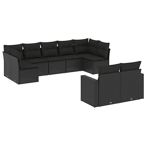 vidaXL 9-Tlg Garten-Sofagarnitur mit Kissen Schwarz Poly Rattan 3251752 günstig online kaufen