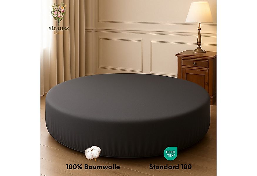 Strauss Home Spannbettlaken Premium RUND 220x220 bis 25cm 100% Baumwolle 15 günstig online kaufen