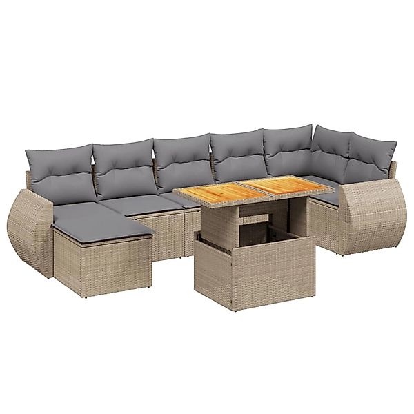 vidaXL 8-Tlg Garten-Sofagarnitur mit Kissen Beige Poly Rattan 3272305 günstig online kaufen