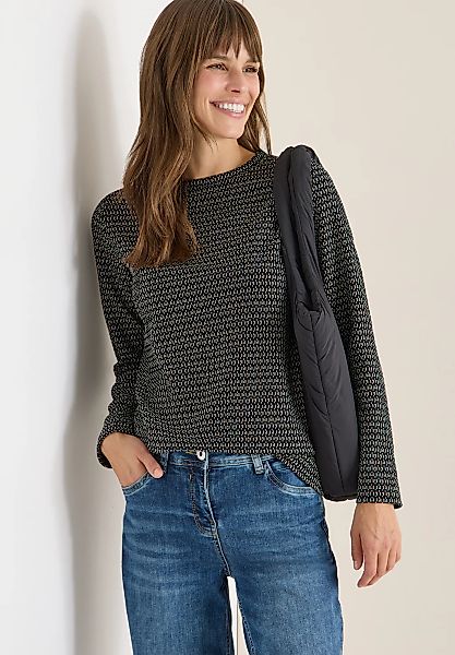 Cecil Langarmshirt Feines Strukturmuster und Two-Tone-Optik günstig online kaufen