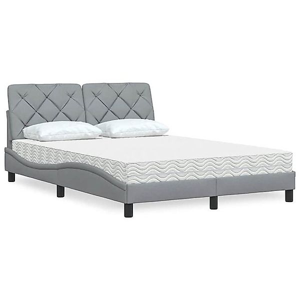 vidaXL Bettgestell Bett mit Matratze Hellgrau 120x200 cm Stoff günstig online kaufen