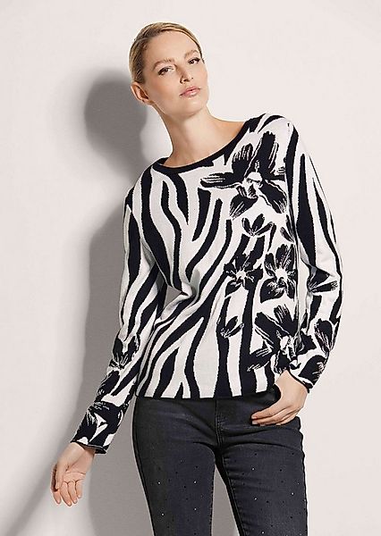 MADELEINE Strickpullover Intarsienpullover mit Zebra- und Blumenmuster Baum günstig online kaufen