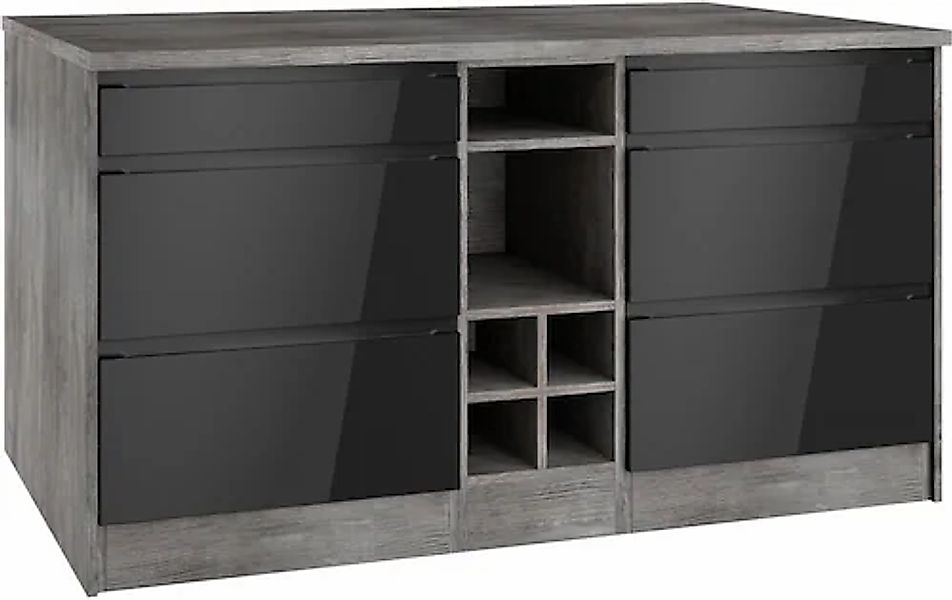 HELD MÖBEL Kücheninsel »Virginia«, Breite 153 cm, MDF-Fronten, Flaschenrega günstig online kaufen