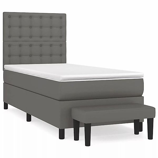 vidaXL Boxspringbett mit Matratze Grau 90x200 cm Kunstleder1466349 günstig online kaufen