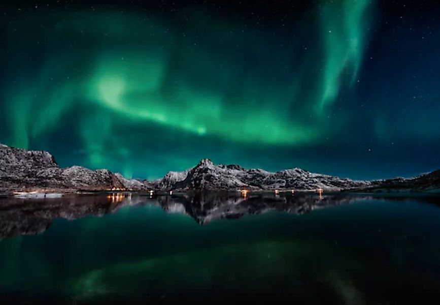 Papermoon Fototapete »Photo-Art JAVIER DE LA, LOFOTEN AURORA-REFLEXION« günstig online kaufen