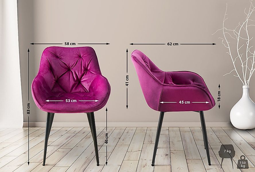 CLP Esszimmerstuhl Tanna Samt (2er Set), günstig online kaufen