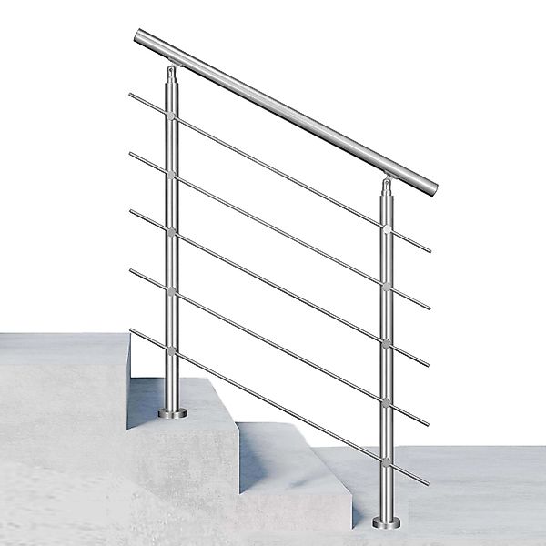 Duschparadies Edelstahl Geländer 100 cm mit 5 Querstäben für Innen und Auße günstig online kaufen