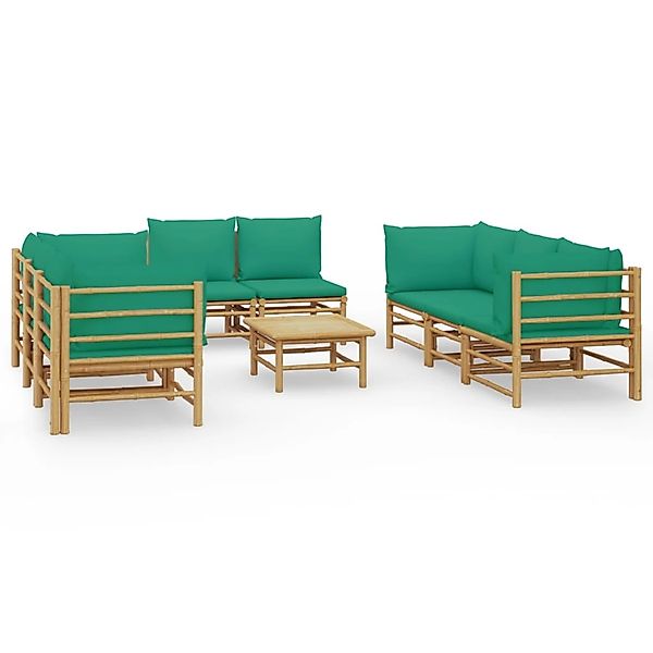 vidaXL Gartenlounge-Set 9-tlg. Garten-Lounge-Set mit Grünen günstig online kaufen